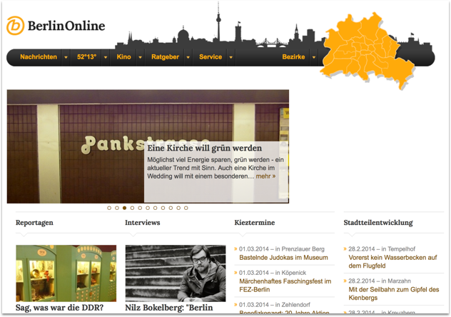 Screenshot der Startseite von BerlinOnline.de