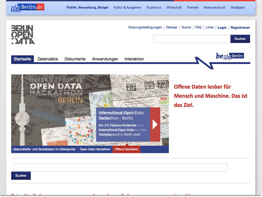 Ein Screenshot von Berliner Datenportal